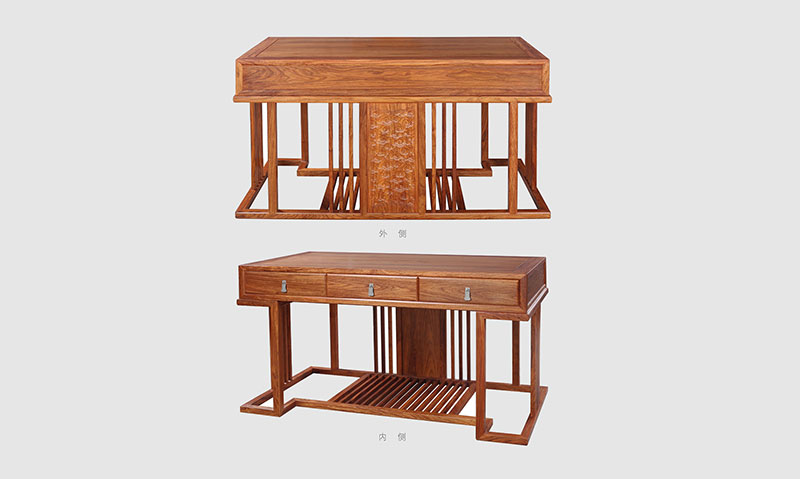 泉山 别墅中式家居书房装修实木书桌效果图